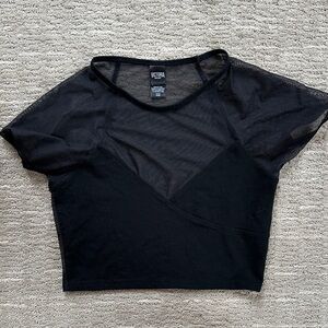 Victoria's Secret Black Mesh Short Sleeve Top Size S
